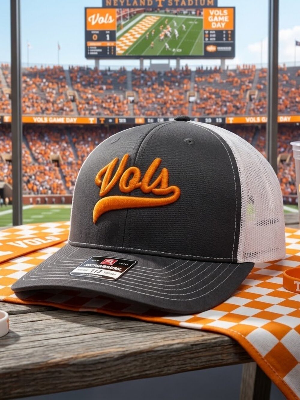 Retro Tennessee Vols Hat Orange Script Charcoal White Richardson 112 Snapback Ca